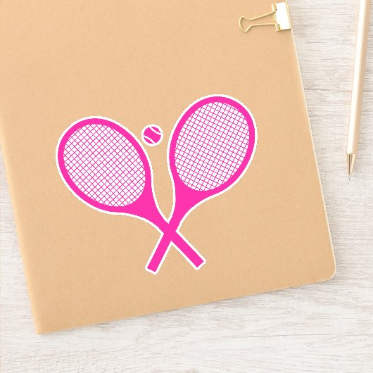 Fluorescent Neon Pink Tennis Racquets Ball Sticker (Notitieboek)