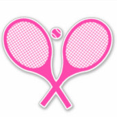 Fluorescent Neon Pink Tennis Racquets Ball Sticker (Voorkant)