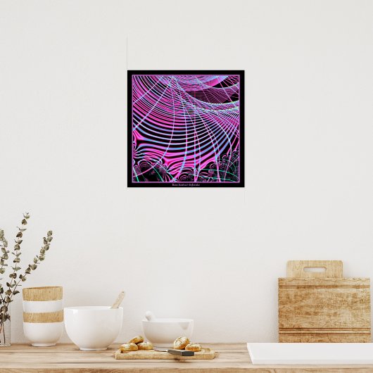 Fluorescent Neon Web Fractal Poster (Keuken)
