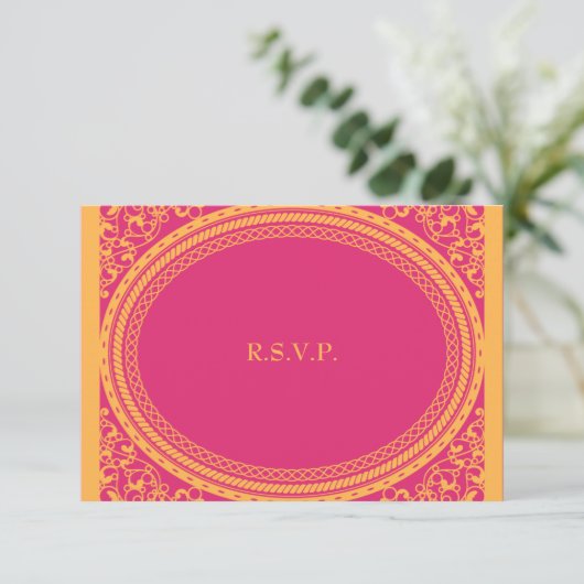 Fluorescent/Neon Wedding Reception RSVP (Staand voorkant)
