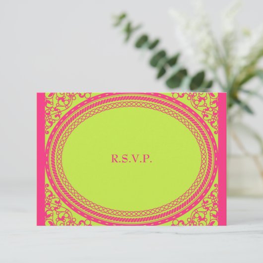 Fluorescent/Neon Wedding Reception RSVP (Staand voorkant)