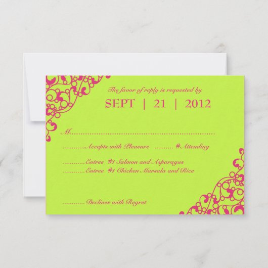 Fluorescent/Neon Wedding Reception RSVP (Achterkant)