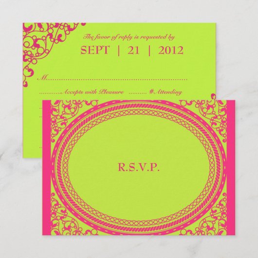 Fluorescent/Neon Wedding Reception RSVP (Voorkant / Achterkant)