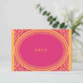 Fluorescent/Neon Wedding Reception RSVP Kaartje (Staand voorkant)