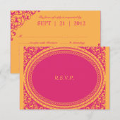 Fluorescent/Neon Wedding Reception RSVP Kaartje (Voorkant / Achterkant)