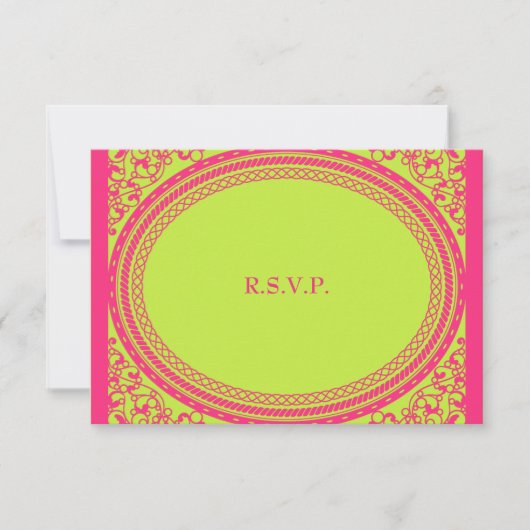 Fluorescent/Neon Wedding Reception RSVP Kaartje (Voorkant)