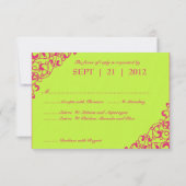 Fluorescent/Neon Wedding Reception RSVP Kaartje (Achterkant)