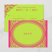Fluorescent/Neon Wedding Reception RSVP Kaartje (Voorkant / Achterkant)