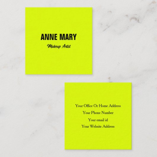 Fluorescent Neon Yellow Bright kleurrijk Contactkaartje (Voorkant / Achterkant)