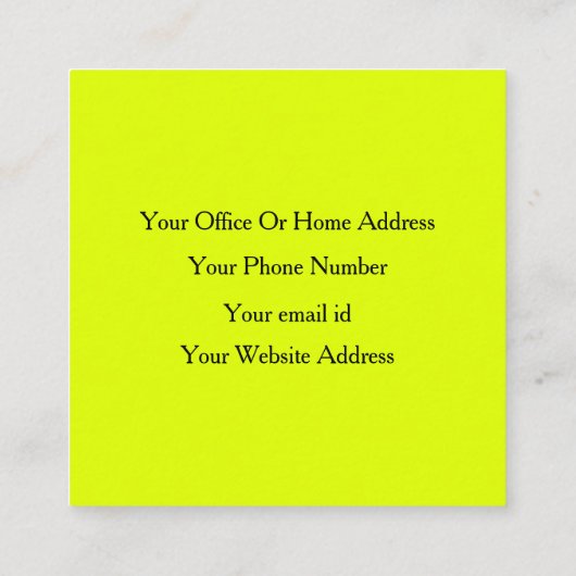 Fluorescent Neon Yellow Bright kleurrijk Contactkaartje (Achterkant)