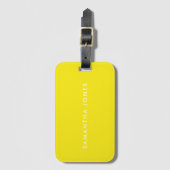 Fluorescent Neon Yellow Bright Minimalist Modern Bagagelabel (Voorkant (verticaal))