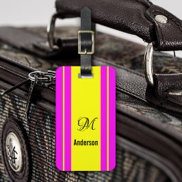 Fluorescent Neon Yellow Green Monogram Bagagelabel