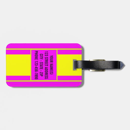 Fluorescent Neon Yellow Green Monogram Bagagelabel (Achterkant horizontaal)