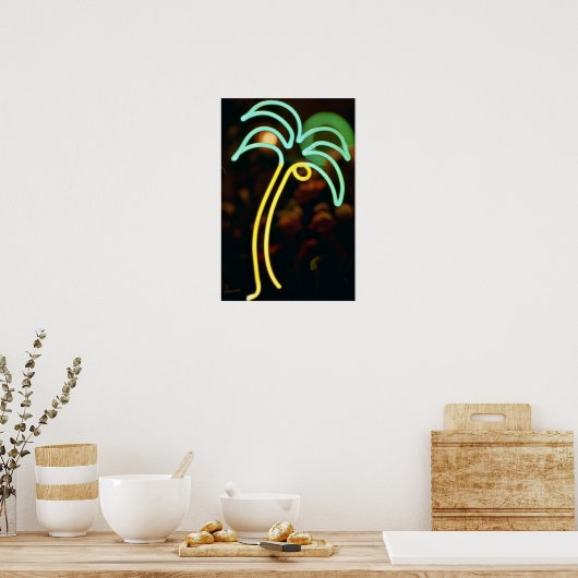 Fluorescent palmboom in Seafair, Dania, Florida Poster (Keuken)