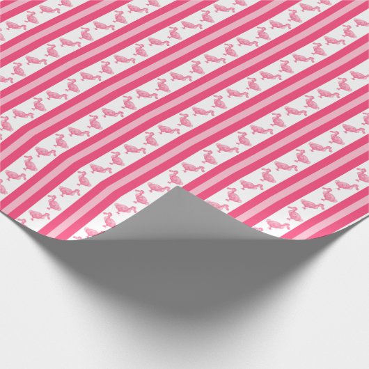 Fluorescent Pink Dodo Stripe Cadeaupapier (Hoek)