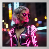Fluorescent Pride Roze Cyberpunk Outfit 1 - Vibran Poster (Voorkant)