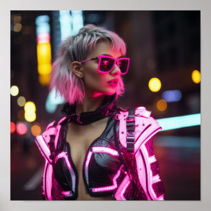 Fluorescent Pride Roze Cyberpunk Outfit 1 - Vibran Poster