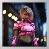 Fluorescent Pride Roze Cyberpunk Outfit Poster - V (Voorkant)