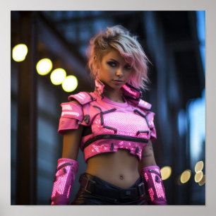 Fluorescent Pride Roze Cyberpunk Outfit Poster - V