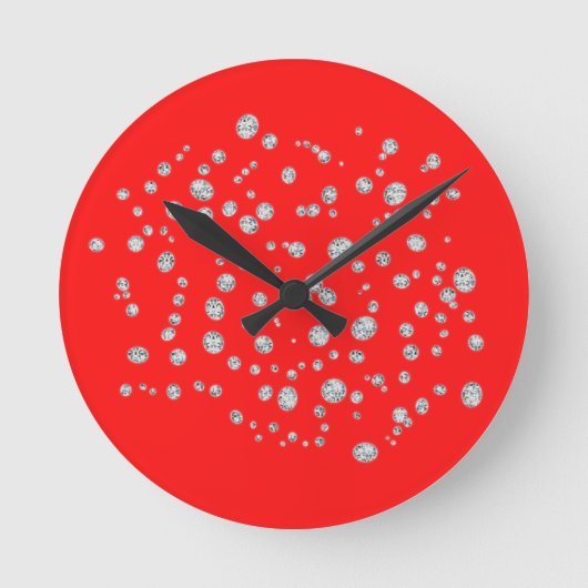 Fluorescent Red Crystal Wall klok (Voorkant)