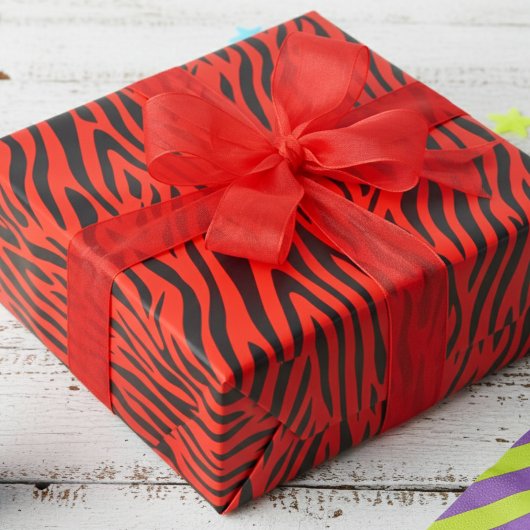 Fluorescent Red Small Zebra Print Cadeaupapier