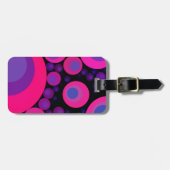 Fluorescent roze cirkelmozaïek bagagelabel (Voorkant horizontaal)