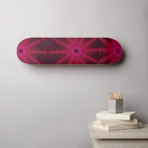 Fluorescent roze fractal Starfish Abstracte kunst Persoonlijk Skateboard