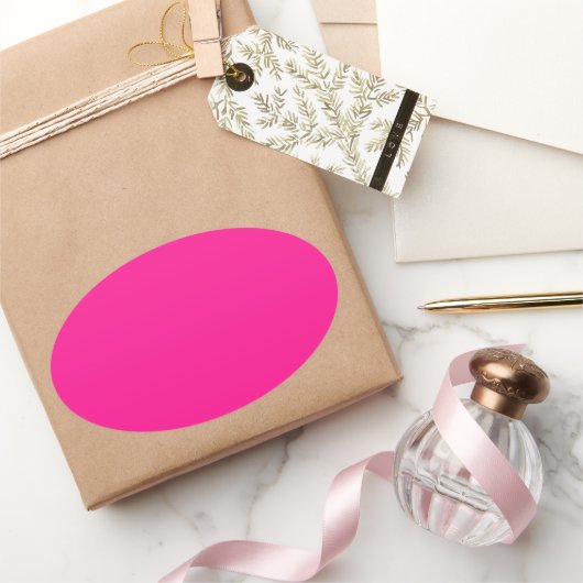 Fluorescent Roze Ovale Sticker (Geschenken)