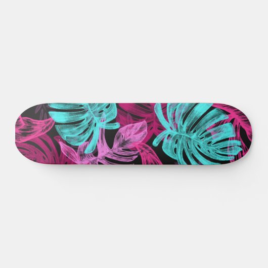 Fluorescent tropische palm persoonlijk skateboard (Horizontaal)