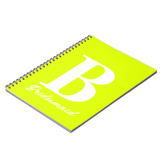 Fluorescent Yellow Monogram Weddenschap Bridesmaid Notitieboek (Linkerzijde)