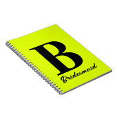 Fluorescent Yellow Neon Monogram Bridemaid Weddens Notitieboek (Rechterzijde)