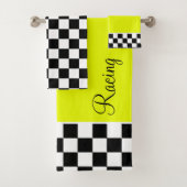 Fluorescent Yellow Racing Theme Handdoek Set (Insitu)