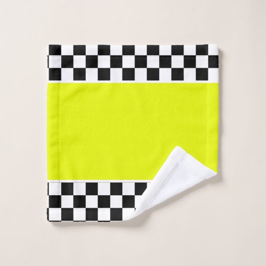 Fluorescent Yellow Racing Theme Handdoek Set (Wasdoekje)
