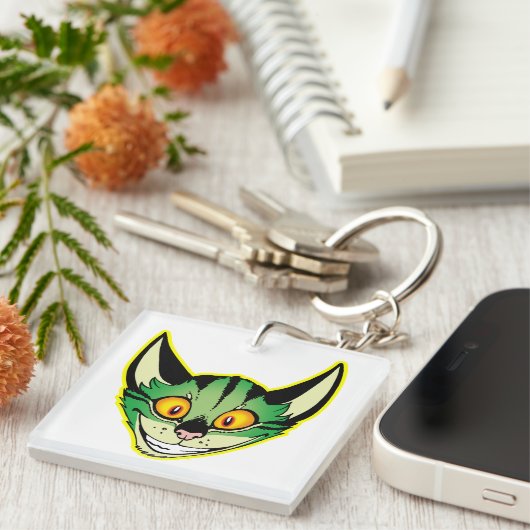 Fluorescente Cartoon Cat AcrylSleutelhanger Sleutelhanger (Voorkant Rechts)
