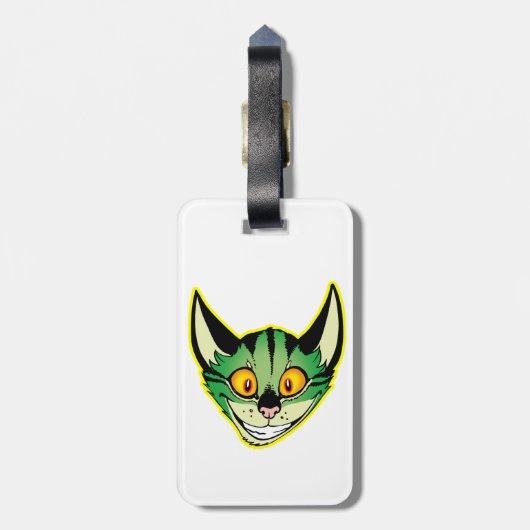 Fluorescente Cartoon Cat Bagagelabel (Achterkant verticaal)