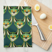 Fluorescente Cartoon Cat Kitchen Towel Theedoek (Quarter Fold)
