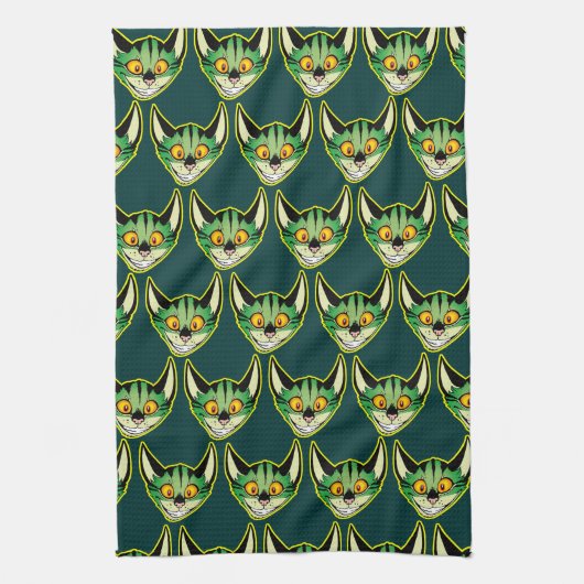 Fluorescente Cartoon Cat Kitchen Towel Theedoek (Verticaal)