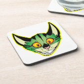 Fluorescente Cartoon Cat Onderzetters set (Linkerzijde)