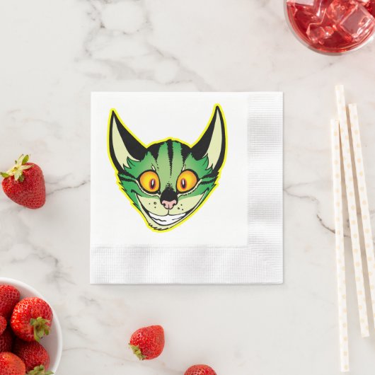 Fluorescente Cartoon Cat Paper Napkins Servetten (Insitu)