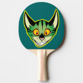 Fluorescente Cartoon Cat Ping Pong Paddle Tafeltennisbatje (Achterkant)