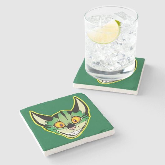 Fluorescente Cartoon Cat Stone Onderzetter (Zijkant)