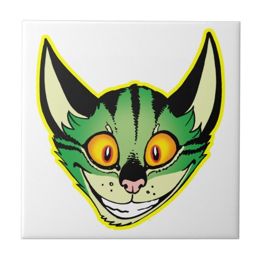 Fluorescente Cartoon Cat Tegel Tegeltje (Voorkant)
