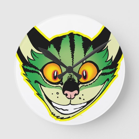 Fluorescente Cartoon kat-wandklok Ronde Klok (Voorkant)