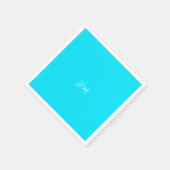 Fluorescente neon blauw effen kleur initialen naam servet (Hoek)