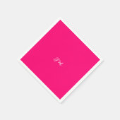 Fluorescente neon roze effen kleur initialen naam servet (Hoek)