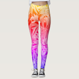 Fluorescente tropische palmbladeren leggings
