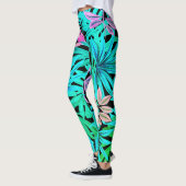 Fluorescente tropische palmbladeren leggings (Links)