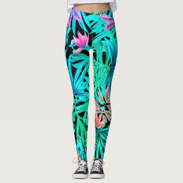 Fluorescente tropische palmbladeren leggings