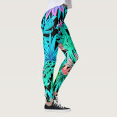 Fluorescente tropische palmbladeren leggings (Rechts)