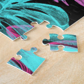 Fluorescente tropische palmbladeren legpuzzel (Zijkant)